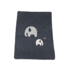 David Fussenegger Maja Organic Cotton Baby Blanket Elephants Grey
