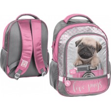 PASO School Backpack Studio Pets Love Pugs