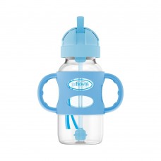 Dr.Brown's Wide-Neck Sippy Straw Bottle with Silicone Handles 270 ml Blue