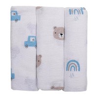 FreeON Muslin Wraps 3 pieces Blue Bear