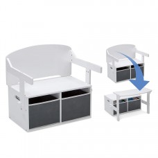 Ginger Home Детска дървена пейка 3 в 1 White-Grey