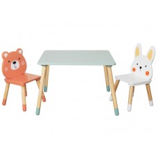 Ginger Home Children's Table and 2 Chairs Set, Bear and Bunny