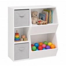 Ginger Home Дървена етажерка с две текстилни кутии Ginger Home Дървена етажерка с две текстилни кутии