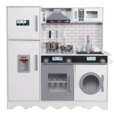 Ginger Home Детска дървена кухня с хладилник, аксесоари и електронни функции