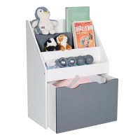 Ginger Home Children's Bookshelf with Rolling toy box White-Grey