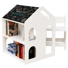 Ginger Home Детско бюро къщичка със стол, Бяло Ginger Home Детско бюро къщичка със стол, Бяло