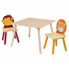 Ginger Home Children's wooden set Table with 2 Chairs Animals