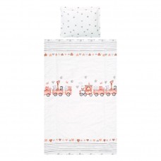 Lorelli Детски спален комплект Cosy от 3 части Влакче сиво