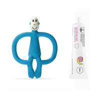 Matchstick Monkey чесалка с апликатор и гел за никнещи зъбки, Синя