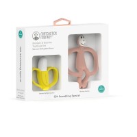 Matchstick Monkey Banana and Monkey Teether Gift Set Dusty Pink