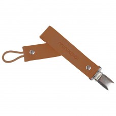 Minikoioi Leather Pacifier Clip, Cinnamon Brown