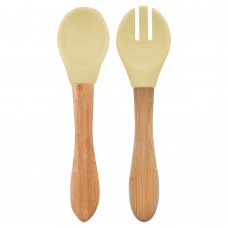Minikoioi Dig in Silicone Spoon and Fork Set Mellow Yellow