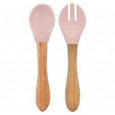 Minikoioi Dig in Silicone Spoon and Fork Set Pinky Pink