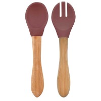 Minikoioi Dig in Silicone Spoon and Fork Set Velvet Rose