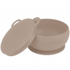 Minikoioi Silicone Baby Bowl with Lid Bowly Bubble Beige