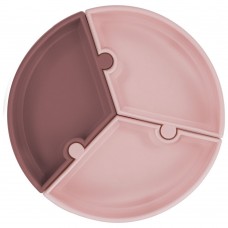 Minikoioi Силиконова чиния от 3 части Puzzle с вакуум, Pink - Rose