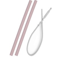 Minikoioi Flexi Straws Комплект силиконови сламки 2 броя с четка Pink