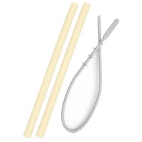 Minikoioi Flexi Straws Комплект силиконови сламки 2 броя с четка Yellow