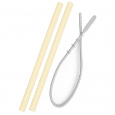 Minikoioi Flexi Straws Комплект силиконови сламки 2 броя с четка Yellow
