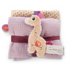 NICI Подаръчен комплект 2 броя муселинови пелени и играчка Жирафчето Сасума