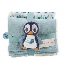 Nici Gift Set Penguin Watschili Soft Toy and Muslin cloth - 2 pcs.