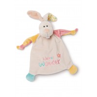 NICI Мека играчка - кърпичка за гушкане Зайче с розово ухо 25х25см.