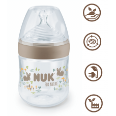 Nuk for Nature Baby Bottle with Temperature Control and Silicone Teat, 150ml Beige