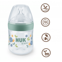 Nuk for Nature Baby Bottle with Temperature Control and Silicone Teat, 150ml Green