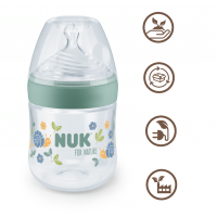 Nuk for Nature Шише PP Temperature Control със силиконов биберон 0м+ S, 150мл. Зелено Nuk for Nature Шише PP Temperature Control със силиконов биберон 0м+ S, 150мл. Зелено