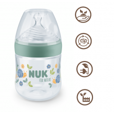 Nuk for Nature Baby Bottle with Temperature Control and Silicone Teat, 150ml Green