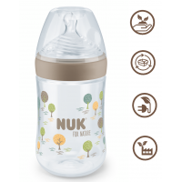Nuk for Nature Baby Bottle with Temperature Control and Silicone Teat, 260ml Beige Nuk for Nature Baby Bottle with Temperature Control and Silicone Teat, 260ml Beige