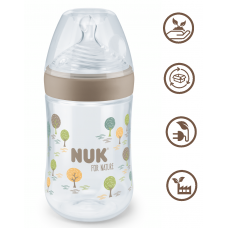 Nuk for Nature Baby Bottle with Temperature Control and Silicone Teat, 260ml Beige
