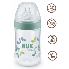 Nuk for Nature Baby Bottle with Temperature Control and Silicone Teat, 260ml Green