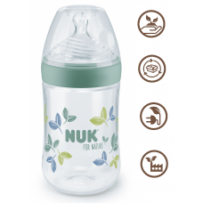 Nuk for Nature Шише PP Temperature Control със силиконов биберон 0м+ М, 260 мл. Зелено Nuk for Nature Шише PP Temperature Control със силиконов биберон 0м+ М, 260 мл. Зелено