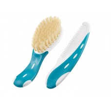 Nuk Комплект четка за коса с естествен косъм и гребенче Син