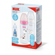 NUK First Choice+ Twin Temperature control РР Baby Bottles 300 ml with silicone teats, 2 pieces, Girl