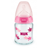 Nuk First Choice Temperature Control Glass Bottle 120ml, Pink