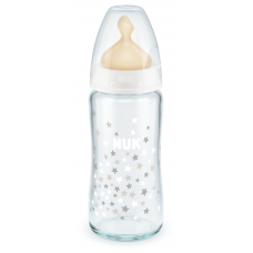Nuk Стъклено шише First Choice Temperature Control 240мл, каучук Бяло Nuk Стъклено шише First Choice Temperature Control 240мл, каучук Бяло