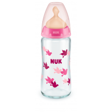 Nuk First Choice Temperature Control Glass Bottle 240ml, Pink