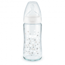 Nuk First Choice Temperature Control Glass Bottle 240ml, White