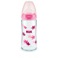 Nuk First Choice Temperature Control Glass Bottle 240ml, Pink