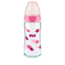 Nuk First Choice Temperature Control Glass Bottle 240ml, Pink