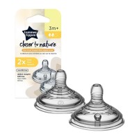 Tommee Tippee Closer to Nature Silicone Teats, Med Flow, 3m+