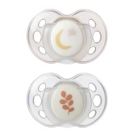 Tommee Tippee Ортодонтични залъгалки Night Time 18-36м Розова луна