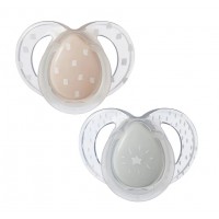 Tommee Tippee Baby soothers Night Time 6-18m 2 pcs. Pink-Grey Star