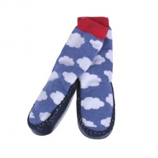 Minene Бебешки пантофи с чорап сини на облаци