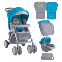Lorelli Baby stroller Rio Set Blue&Grey hello bear