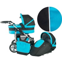 Baby Merc Бебешка количка Q9 2 в 1 с кош Черно и тюркоаз