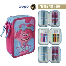 Cerda Full Pencil case with three compartments Trolls