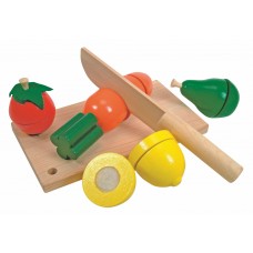 Woody Cutting board with fruit and vegetables 